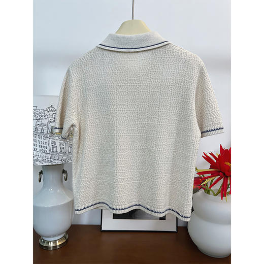 【贝拉自留款】松弛感穿搭 十字绣花短袖小衫 舒适透气 柔软细腻 电镀十字绣花纹 东方韵味 商品图1