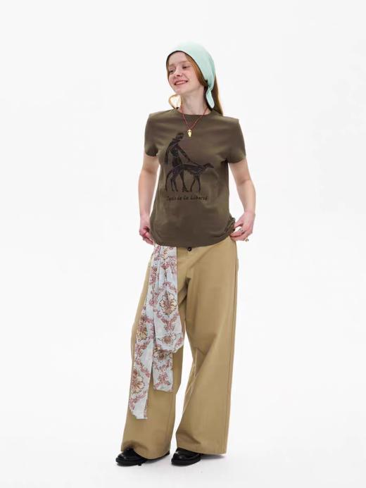 local tag/It25ssk08/双腰头拼接设计休闲阔腿裤 商品图2