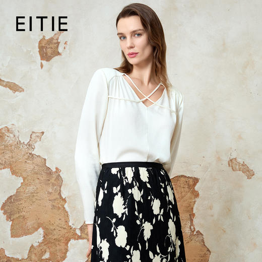 EITIE爱特爱气质通勤直筒显瘦白色小上衣春季新款8113804 商品图0