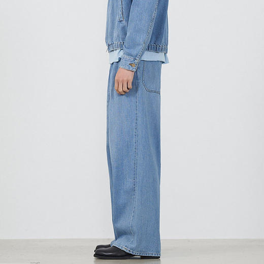 YOKE BLEACHED DENIM WIDE-LEG BUGGY 复古石洗宽松阔腿牛仔裤 商品图1