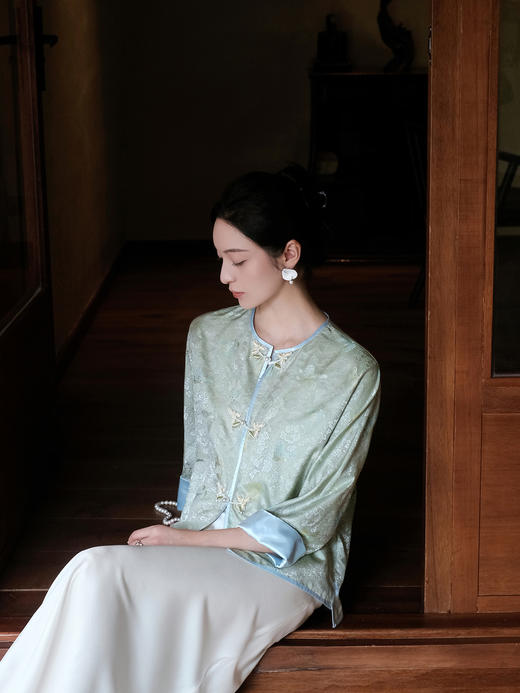 盛唐牡丹| 金鱼水藻纹真丝异色罗外套 商品图6