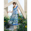 两三事梵高文艺花开若夏2025夏季新款压褶荷叶边印花蛋糕裙连衣裙 商品缩略图3