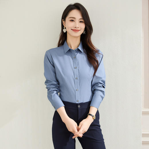 【弹力易打理】罗蒙春秋长袖衬衫女士通勤百搭商务正装职业上班工装衬衣女 商品图8