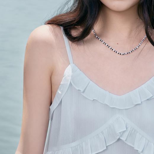 【严选】诗凡黎甜美荷叶边吊带上衣2025夏新款肌理感花边韩系气质内搭叠穿7G6220281 商品图3