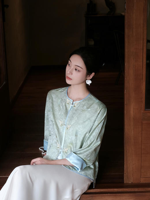 盛唐牡丹| 金鱼水藻纹真丝异色罗外套 商品图5