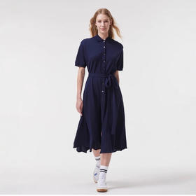 POLO领刺绣连衣裙25夏季新款显瘦优雅气质系带中长款裙女款！