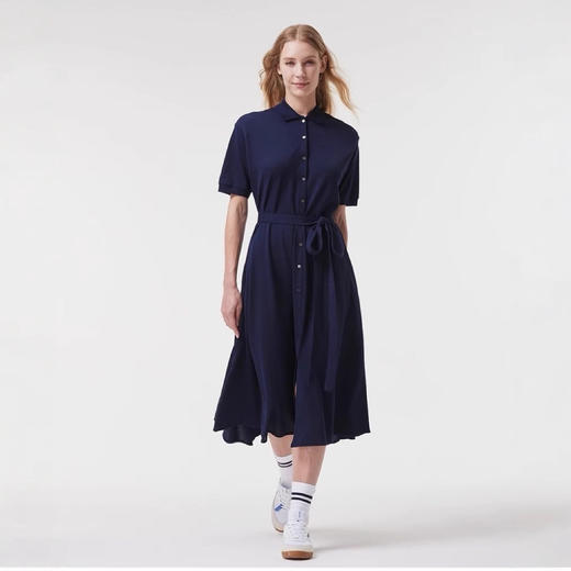 POLO领刺绣连衣裙25夏季新款显瘦优雅气质系带中长款裙女款！ 商品图0