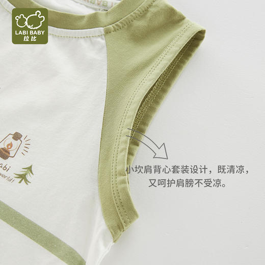 拉比-童衣类（春）I5丛林背心服套装灰绿080 商品图5