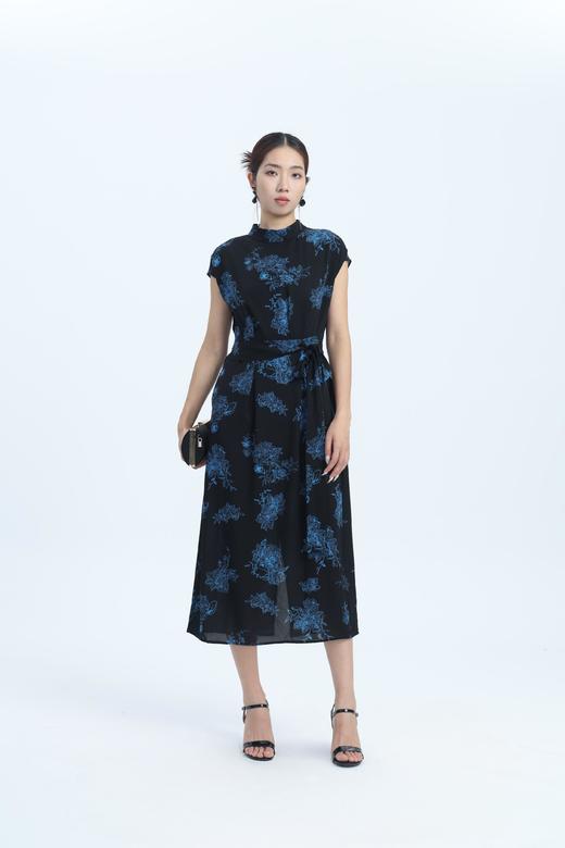 SZ2S39_监德色_连衣裙_夏季_新中式立领透视感雪纺系带收腰盖肩袖中长款_高级女装_BERNIEELEN 伯妮斯茵 商品图0