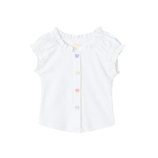 笛莎Deesha 童装女童甜美木耳边T恤 商品图3