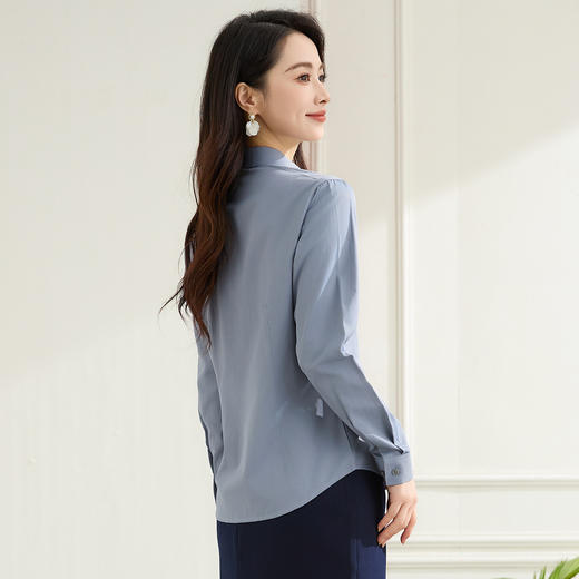 【棉混纺】罗蒙春秋长袖衬衫女士正装商务职业工装上班面试纯色衬衣女 商品图3