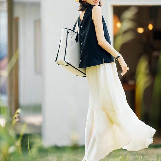 天丝亚麻花瓣半裙马甲套装， 夏日黑白配的高级感，轻松解锁干练都市风（预售3-7天发货） 商品图2