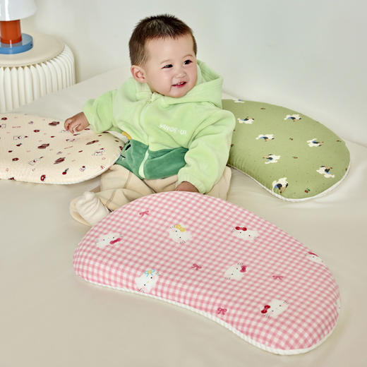 自然醒A类母婴级双感月牙硅胶儿童枕午睡枕气可拆洗宝宝枕芯凉感冰豆豆全棉双层纱枕头四季通用XK 商品图3