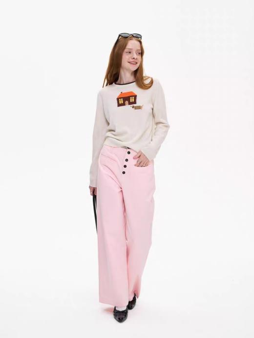 local tag/It25ssk08/双腰头拼接设计休闲阔腿裤 商品图0