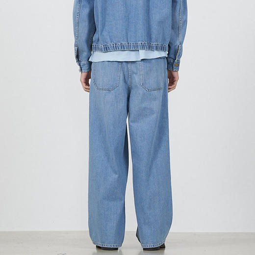YOKE BLEACHED DENIM WIDE-LEG BUGGY 复古石洗宽松阔腿牛仔裤 商品图2