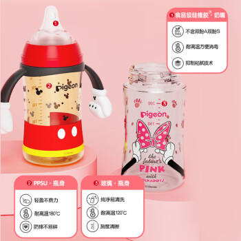 贝亲（Pigeon）PPSU迪士尼双把手奶瓶330ml LL号奶嘴 米妮印象 9月+ AA240 /母婴 /喂养用品 /奶瓶奶嘴 商品图2