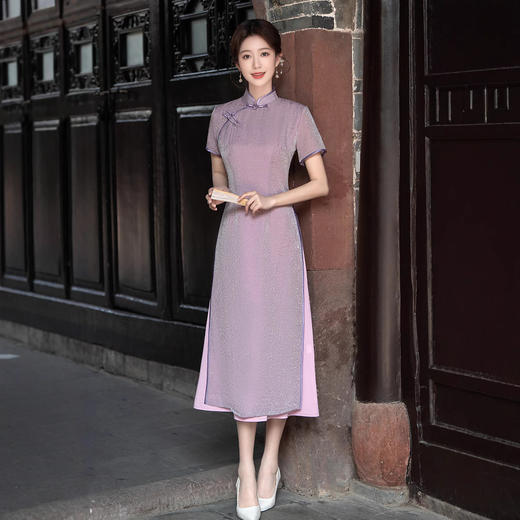紫色旗袍新中式，改良年轻款QMR25014 商品图0