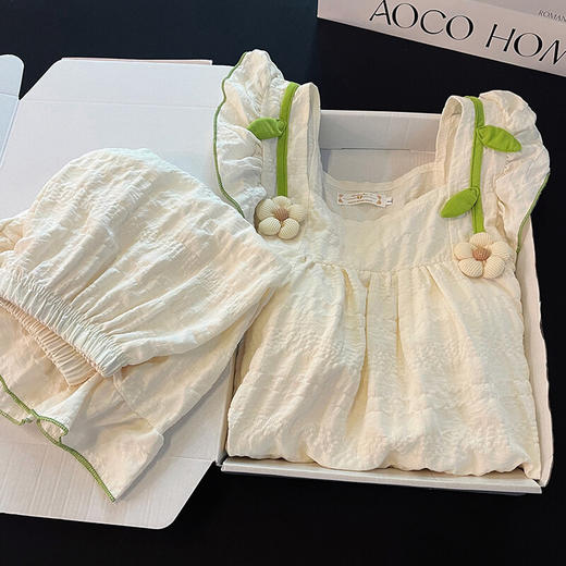 【睡衣女夏季吊带套装】带胸垫免穿文胸 可爱日系风可外穿家居服套装  商品图0