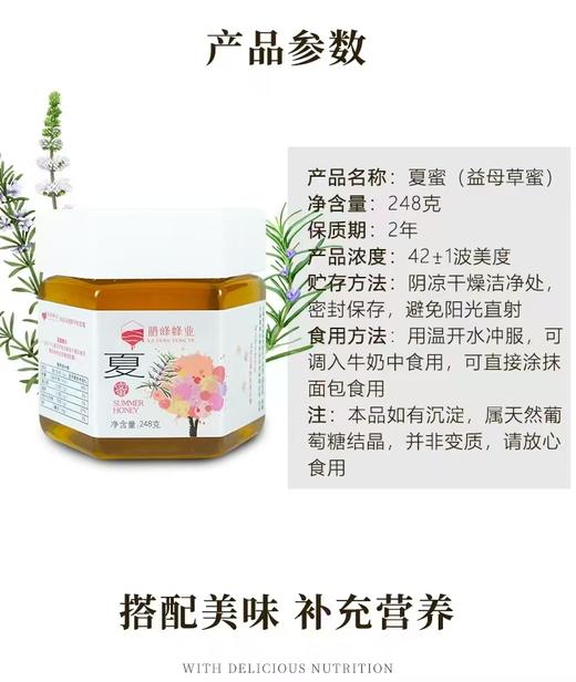 腊峰蜂业-夏蜜 1瓶*248g（益母草蜜）厂家直发 商品图4