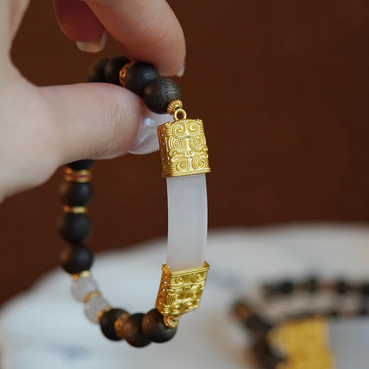 和田玉平安牌沉香手串  cr 商品图2