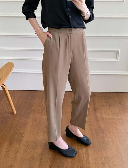 小禾夏季桑蚕丝混纺微锥西装裤061107 商品图1