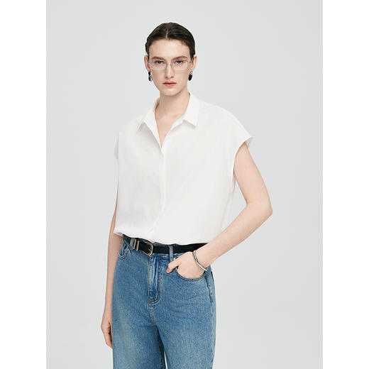 棉仓363604043初棉25春夏极简老钱风无袖抽绳衬衫 商品图0