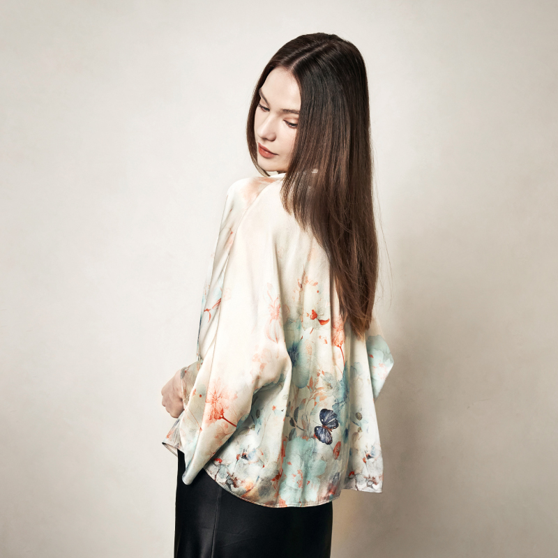 Soloseta22姆米真丝披肩外套上衣桑蚕丝印花丝巾2025秋冬新品送礼