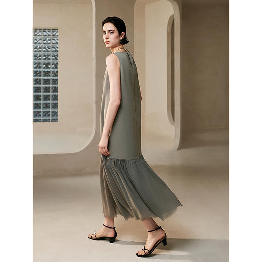 棉仓363616022初棉一字领无袖拼接连衣裙 商品图4