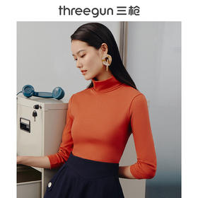 Threegun三枪 【爽滑密棉】休闲两翻领女士长袖上衣打底衫-22628A011