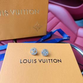 F617路Y威登 圆形四叶草满钻耳钉