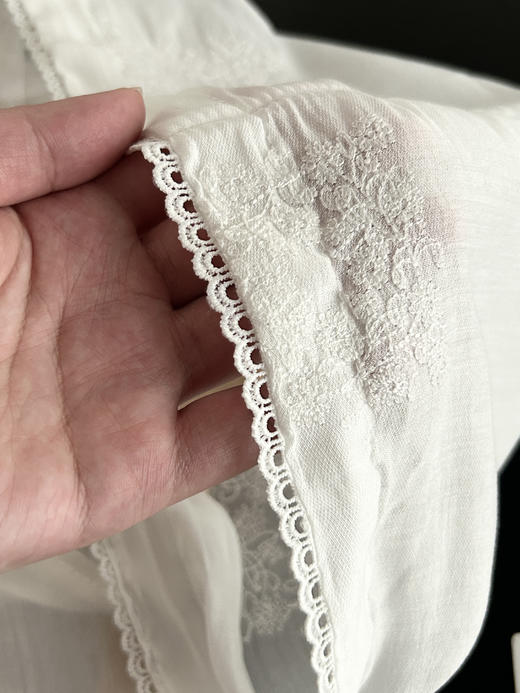 日光岛屿连帽蕾丝绣花防晒轻薄白色小斗篷帽衫 商品图10