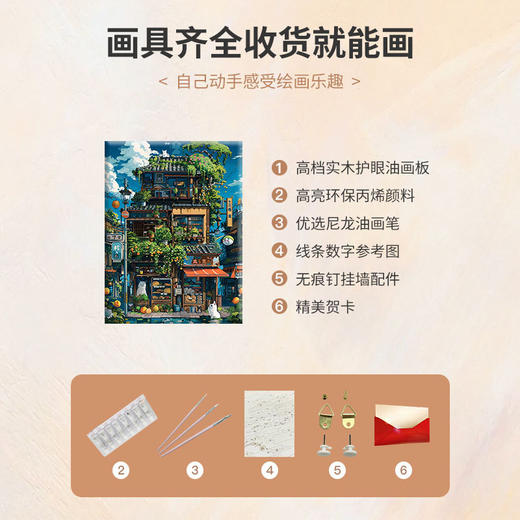 开学福利！【送实木内框+颜料+画笔】度假小镇夏日巷子杂货铺diy数字油画丙烯填充手绘风景治愈系减压油彩涂色画 商品图3