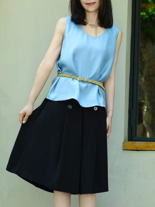 TYNVIE 圆领真丝背心-天蓝色 商品图2