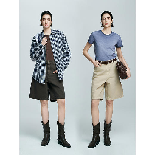 棉仓363624003初棉环保水洗复古时髦百搭牛仔中裤 商品图4