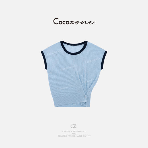 COCO ZONE 刘一一 圆领简约斜扭纹路显瘦毛织上衣CD1A0971 商品图3