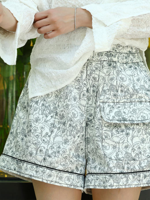 TYNVIE 印花滚边口袋A字短裤 商品图6