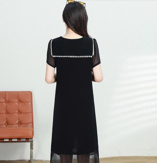 QYM 99H154-Y时尚短袖连衣裙宽松直筒海军领休闲裙 商品图2