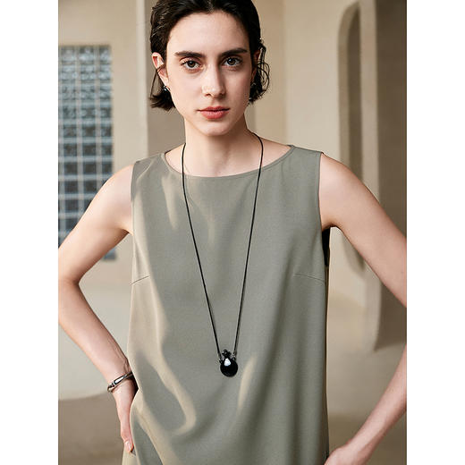 棉仓363616022初棉一字领无袖拼接连衣裙 商品图2