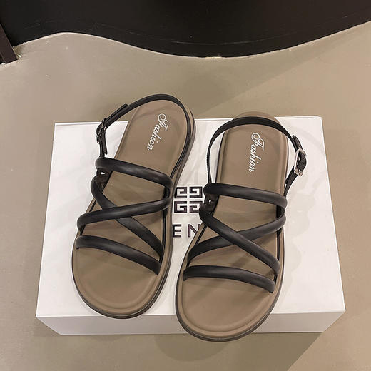 【19.9抢❗️露趾罗马凉鞋】夏季新款设计感满满，鞋底止滑不磨脚/柔软轻盈舒适，百搭沙滩平底鞋女外穿鞋子L 商品图6