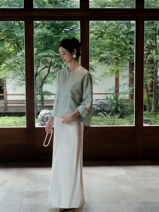 盛唐牡丹| 金鱼水藻纹真丝异色罗外套 商品图9