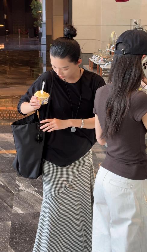 THESOONG"格纹鱼尾裙"经典铜氨纤维细腻格纹凉感高腰半身裙HBQZ6846 商品图2