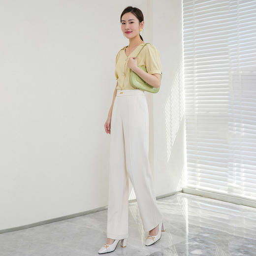 当季韩版松紧腰直筒西装面料顺滑喇叭裤    AC-3T2562 商品图1