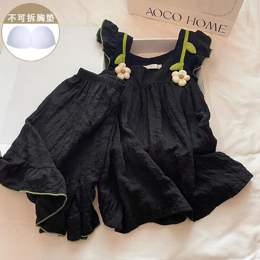 【睡衣女夏季吊带套装】带胸垫免穿文胸 可爱日系风可外穿家居服套装  商品图7