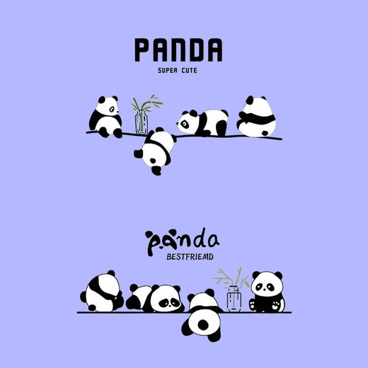 可爱四只熊猫烫画贴印花贴卡通动物DIY热转印熨斗烫画2025 商品图0