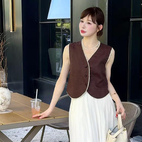 【预售7天】良木礼亚麻花边马甲（25E447）