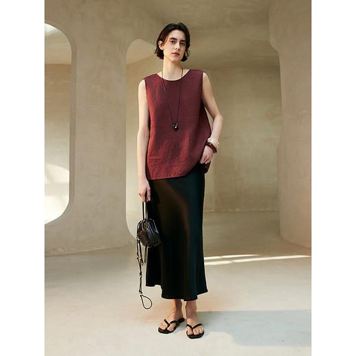 棉仓363604003初棉亚麻扭结扭结立体裁剪无袖背心 商品图3