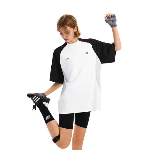 FDR旗舰店 插肩袖斜拉链拼接速干短袖t恤男女夏运动宽松情侣上衣 商品图0