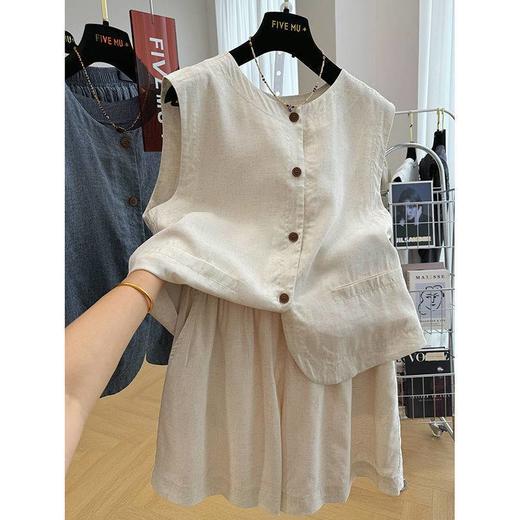 【流行夏装搭配一整套】大码盐系轻熟短款马甲背心短裤两件 时尚套装女 商品图5