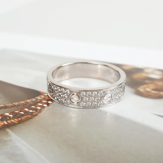 【95新】Cartier卡地亚LOVE系列B408345318K白金中宽版满钻满天星戒指53号、宽度4.6mm中性款 270525TH04 商品图2