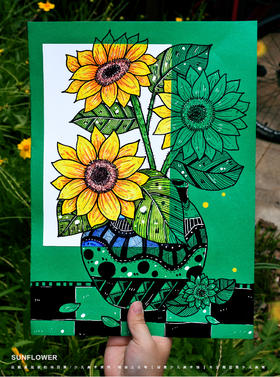 《花瓶里的向日葵》夏天花朵线描艺术大师梵高【自动发货：下单后，点击手机短信中收到的链接，即可获取文件下载的链接；如有任何问题，可添加客服微信hm33268获得帮助】